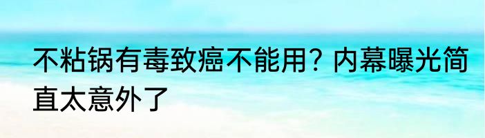 不粘锅有毒致癌不能用? 内幕曝光简直太意外了