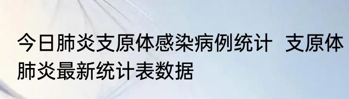 今日肺炎支原体感染病例统计  支原体肺炎最新统计表数据