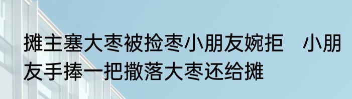 摊主塞大枣被捡枣小朋友婉拒   小朋友手捧一把撒落大枣还给摊