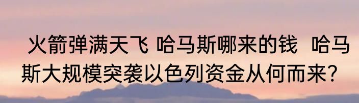  火箭弹满天飞 哈马斯哪来的钱  哈马斯大规模突袭以色列资金从何而来?