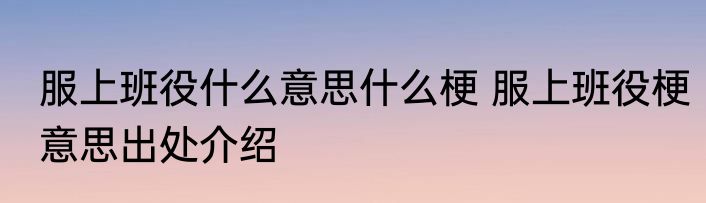 服上班役什么意思什么梗 服上班役梗意思出处介绍