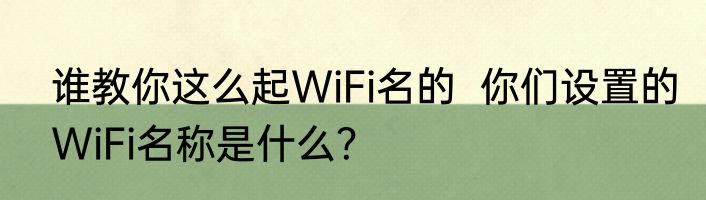 谁教你这么起WiFi名的  你们设置的WiFi名称是什么？