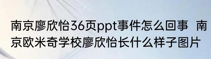 南京廖欣怡36页ppt事件怎么回事  南京欧米奇学校廖欣怡长什么样子图片