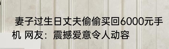  妻子过生日丈夫偷偷买回6000元手机 网友：震撼爱意令人动容