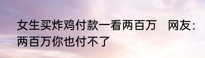女生买炸鸡付款一看两百万   网友：两百万你也付不了