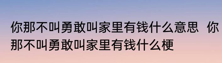 你那不叫勇敢叫家里有钱什么意思  	你那不叫勇敢叫家里有钱什么梗