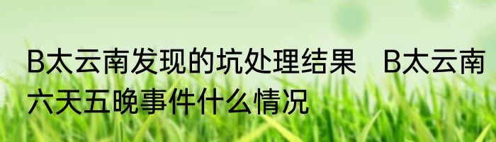 B太云南发现的坑处理结果   B太云南六天五晚事件什么情况