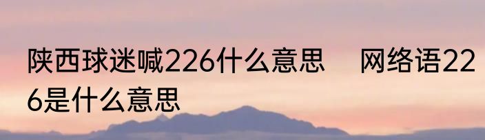 陕西球迷喊226什么意思    网络语226是什么意思