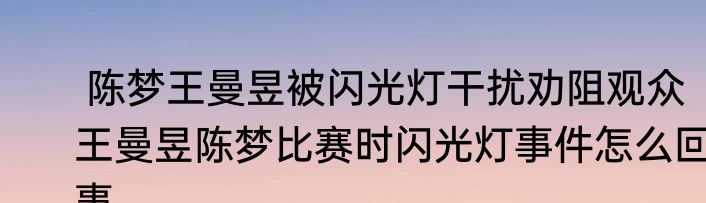  陈梦王曼昱被闪光灯干扰劝阻观众  王曼昱陈梦比赛时闪光灯事件怎么回事