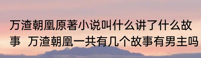万渣朝凰原著小说叫什么讲了什么故事  万渣朝凰一共有几个故事有男主吗