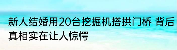 新人结婚用20台挖掘机搭拱门桥 背后真相实在让人惊愕