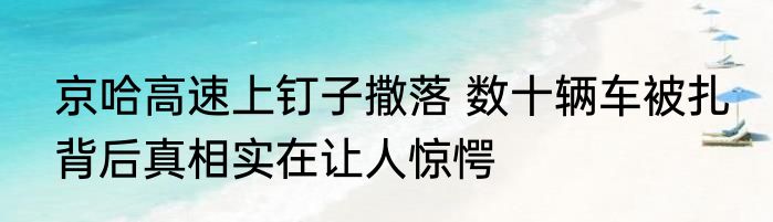 京哈高速上钉子撒落 数十辆车被扎 背后真相实在让人惊愕