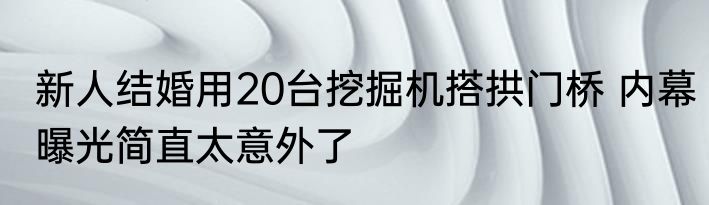 新人结婚用20台挖掘机搭拱门桥 内幕曝光简直太意外了