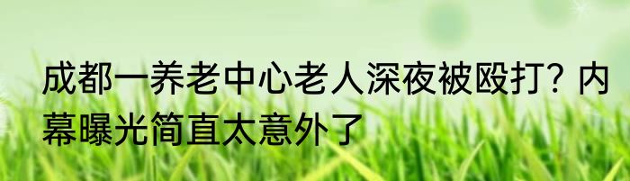 成都一养老中心老人深夜被殴打? 内幕曝光简直太意外了