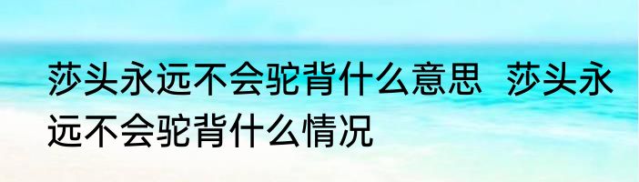 莎头永远不会驼背什么意思  莎头永远不会驼背什么情况