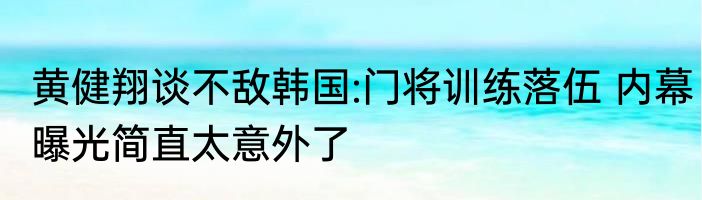 黄健翔谈不敌韩国:门将训练落伍 内幕曝光简直太意外了