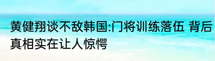 黄健翔谈不敌韩国:门将训练落伍 背后真相实在让人惊愕