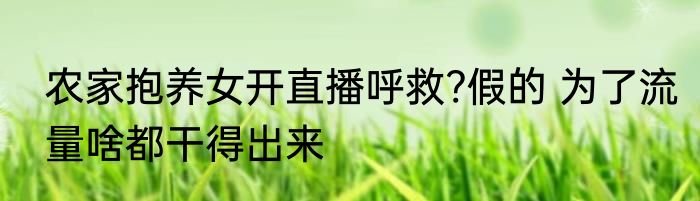 农家抱养女开直播呼救?假的 为了流量啥都干得出来