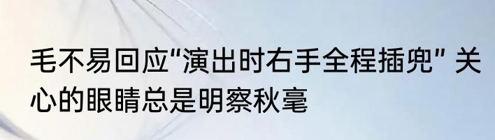 毛不易回应“演出时右手全程插兜” 关心的眼睛总是明察秋毫