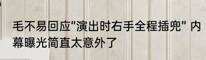 毛不易回应“演出时右手全程插兜” 内幕曝光简直太意外了