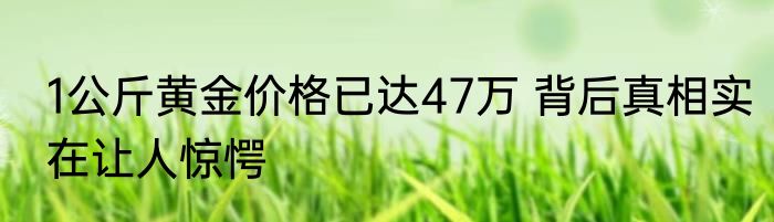 1公斤黄金价格已达47万 背后真相实在让人惊愕