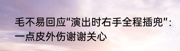 毛不易回应“演出时右手全程插兜”：一点皮外伤谢谢关心