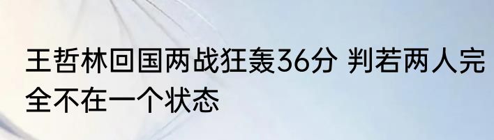王哲林回国两战狂轰36分 判若两人完全不在一个状态