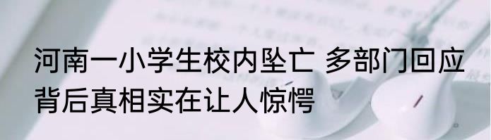 河南一小学生校内坠亡 多部门回应 背后真相实在让人惊愕