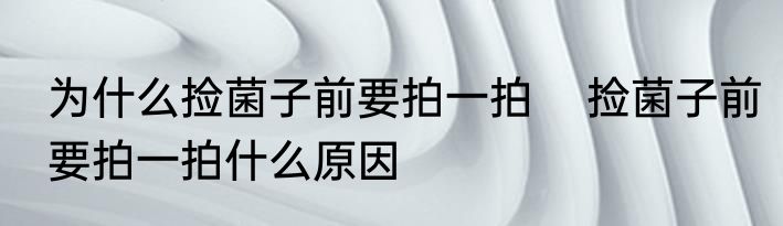为什么捡菌子前要拍一拍    捡菌子前要拍一拍什么原因