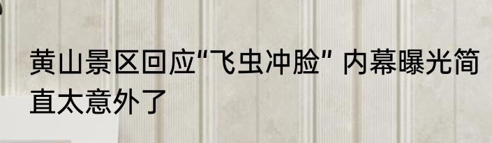 黄山景区回应“飞虫冲脸” 内幕曝光简直太意外了