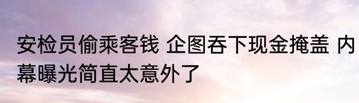 安检员偷乘客钱 企图吞下现金掩盖 内幕曝光简直太意外了