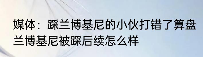  媒体：踩兰博基尼的小伙打错了算盘  兰博基尼被踩后续怎么样