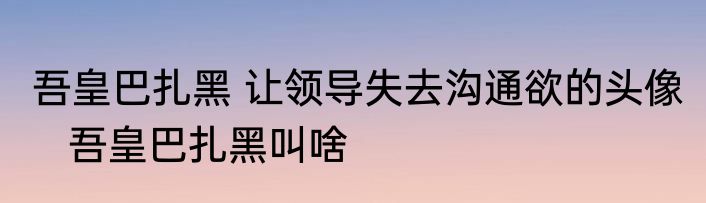 吾皇巴扎黑 让领导失去沟通欲的头像    吾皇巴扎黑叫啥