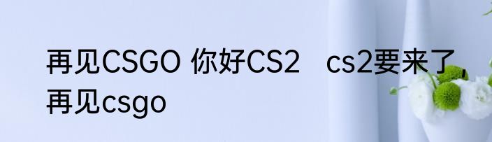 再见CSGO 你好CS2   cs2要来了，再见csgo