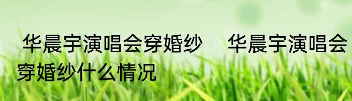  华晨宇演唱会穿婚纱    华晨宇演唱会穿婚纱什么情况