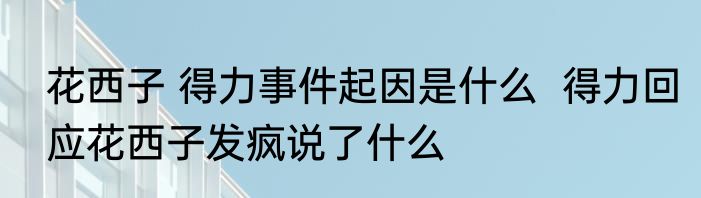花西子 得力事件起因是什么  得力回应花西子发疯说了什么