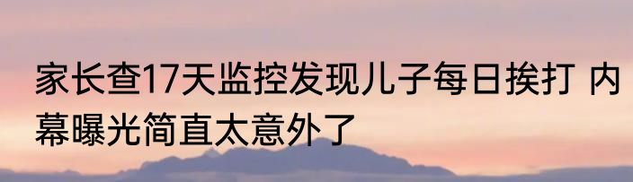 家长查17天监控发现儿子每日挨打 内幕曝光简直太意外了
