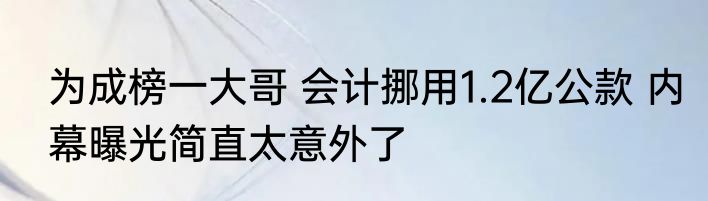 为成榜一大哥 会计挪用1.2亿公款 内幕曝光简直太意外了