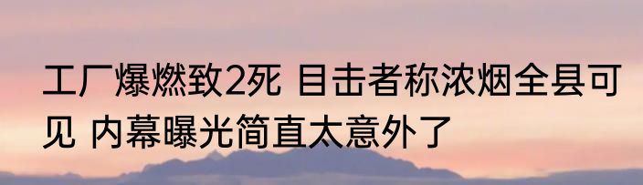 工厂爆燃致2死 目击者称浓烟全县可见 内幕曝光简直太意外了