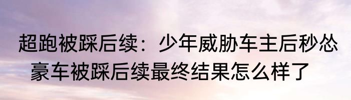 超跑被踩后续：少年威胁车主后秒怂   豪车被踩后续最终结果怎么样了