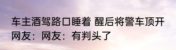 车主酒驾路口睡着 醒后将警车顶开  网友：网友：有判头了