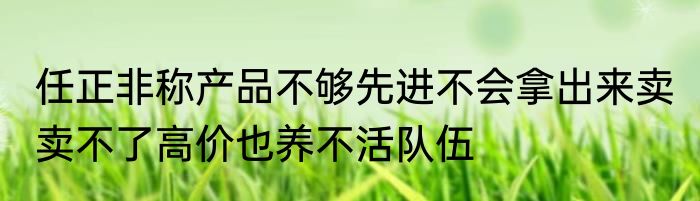 任正非称产品不够先进不会拿出来卖 卖不了高价也养不活队伍