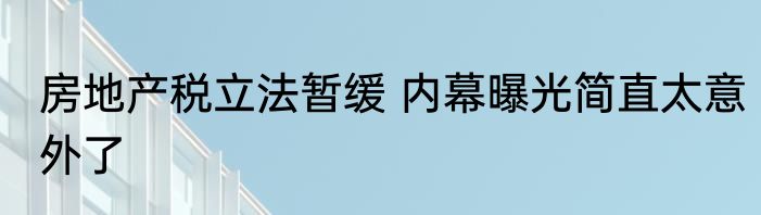 房地产税立法暂缓 内幕曝光简直太意外了