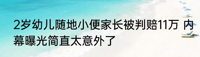 2岁幼儿随地小便家长被判赔11万 内幕曝光简直太意外了