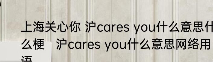 上海关心你 沪cares you什么意思什么梗   沪cares you什么意思网络用语