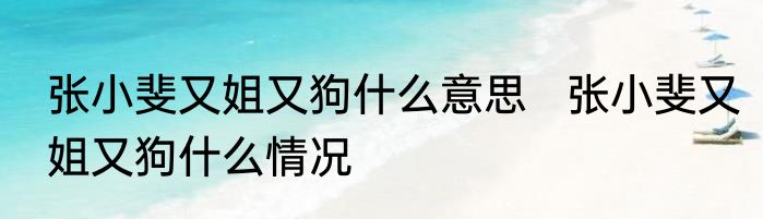 张小斐又姐又狗什么意思   张小斐又姐又狗什么情况