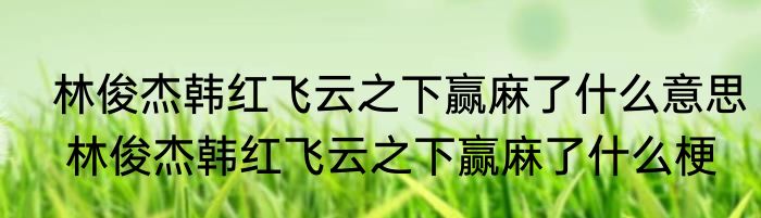  林俊杰韩红飞云之下赢麻了什么意思  林俊杰韩红飞云之下赢麻了什么梗