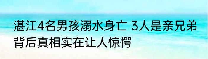 湛江4名男孩溺水身亡 3人是亲兄弟 背后真相实在让人惊愕