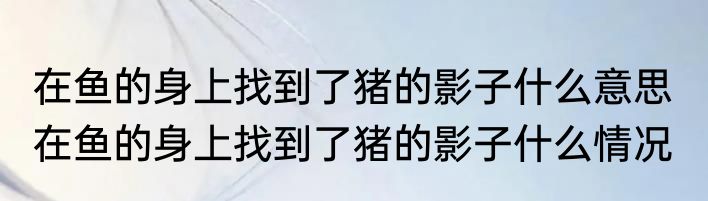 在鱼的身上找到了猪的影子什么意思  在鱼的身上找到了猪的影子什么情况