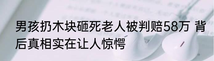 男孩扔木块砸死老人被判赔58万 背后真相实在让人惊愕